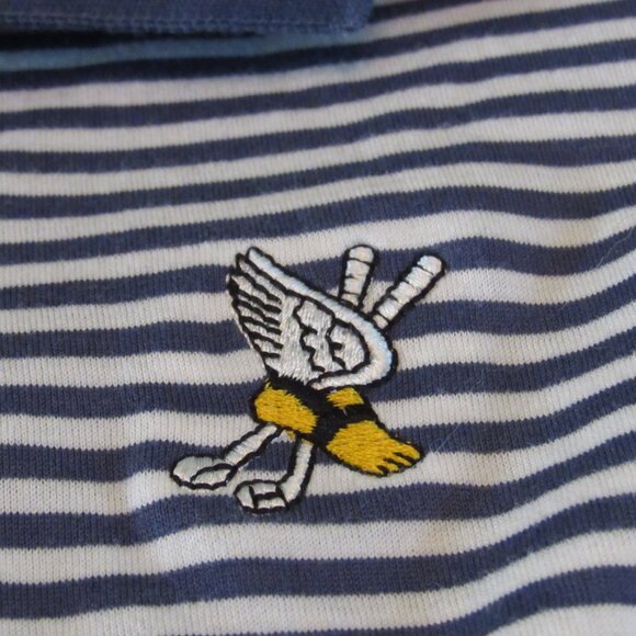 Peter Millar Winged Foot Blue and White Stripe Polo Size XL 100% Cotton EUC - Picture 7 of 9